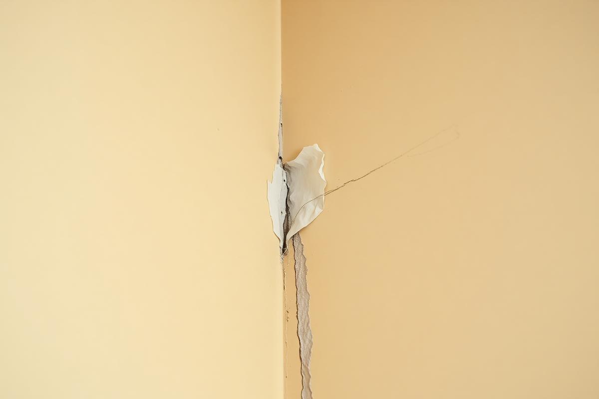 Joint tape lifting and cracking along an inside corner from humidity in a Georgia home