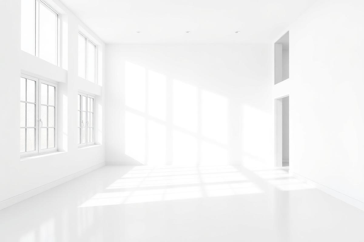 Empty room with tall windows where light crosses flawlessly smooth Level 5 walls